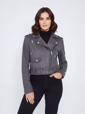 Rock Etiquette Soft Suede Moto Jacket - Classic Biker Style